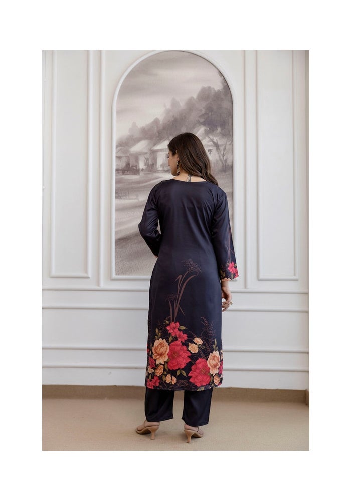 Malishka Export Black Printed Kurta Pant Set With Dupatta for Women - Image 2